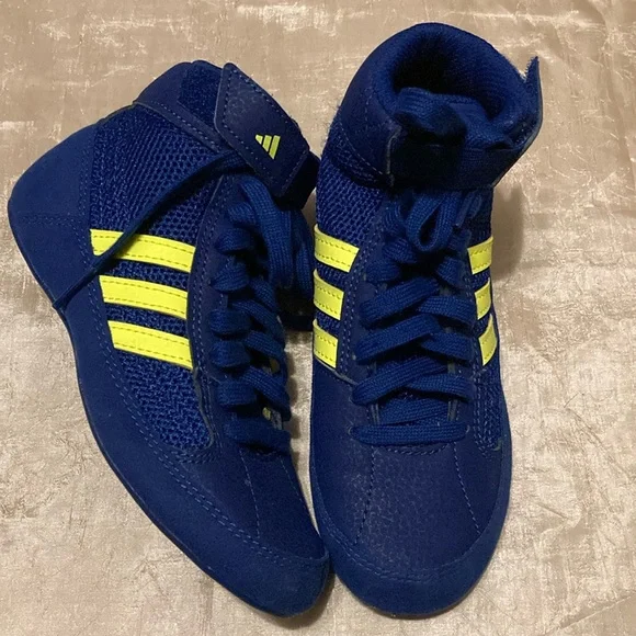 adidas | Shoes | Adidas Havoc Wrestling Shoes Size 3k Blue Yellow Sport  Athletic | Poshmark